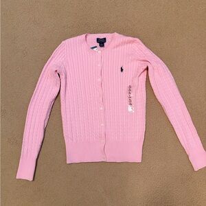 NWT Girls Ralph Lauren Pink Cable Knit Sweater